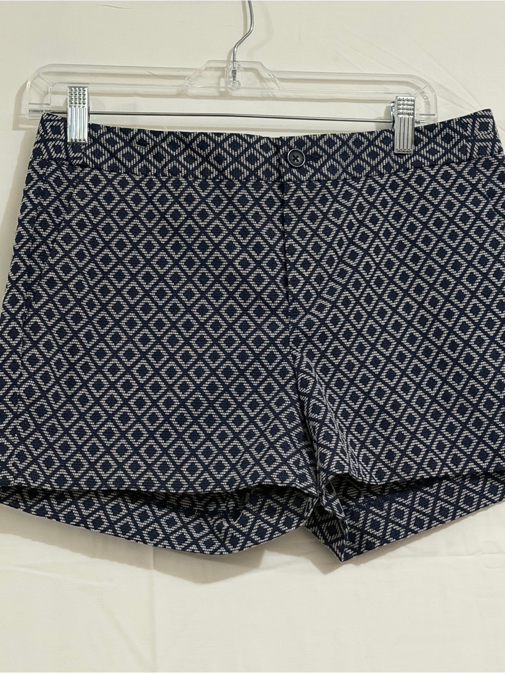 Banana Republic Navy and White Diamond-Print High Waist Shorts